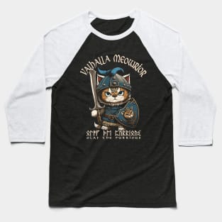 Nordic Norse Valhalla Viking Cat Warrior Baseball T-Shirt